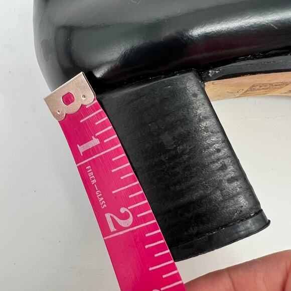Vtg 90s Classiques Entier Peep Toe Pump Womens 9 N Black Leather Block Heel Shoe - Picture 10 of 10